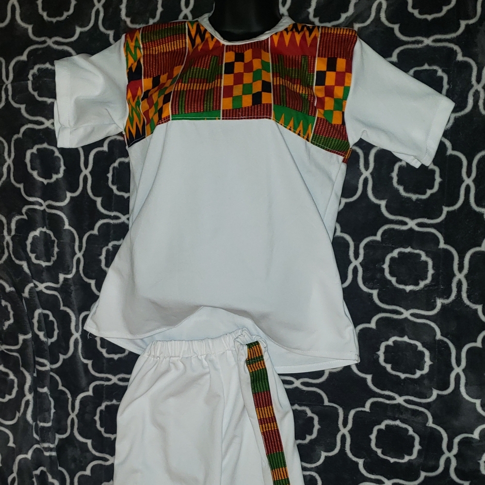 Kente accent light jogger suit